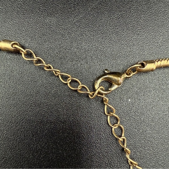 Brutalist Brushed Gold and Marbled Orange Jewelry Set of Earrings and Necklace - Picture 11 of 17